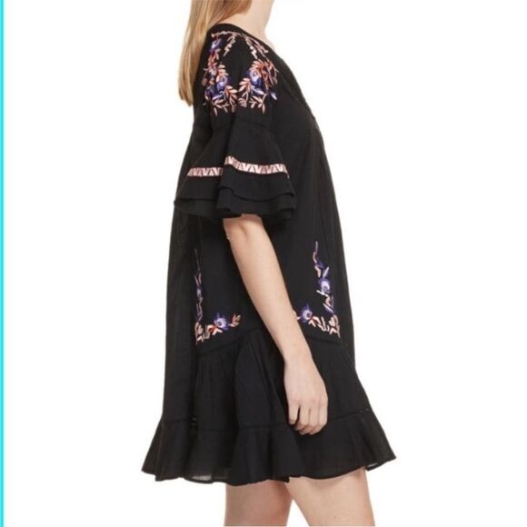 Free people black pavlo dress boho embroidered size S/P - Picture 3 of 16
